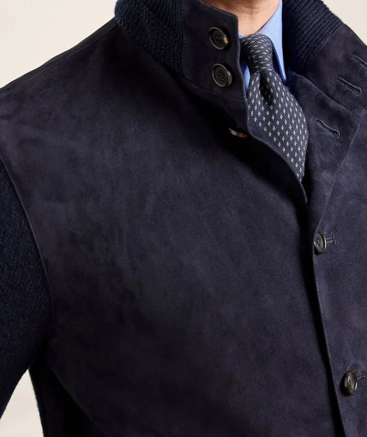 Cashmere & Suede Buttoned Cardigan