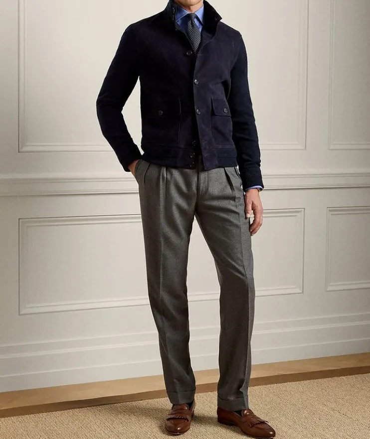 Cashmere & Suede Buttoned Cardigan