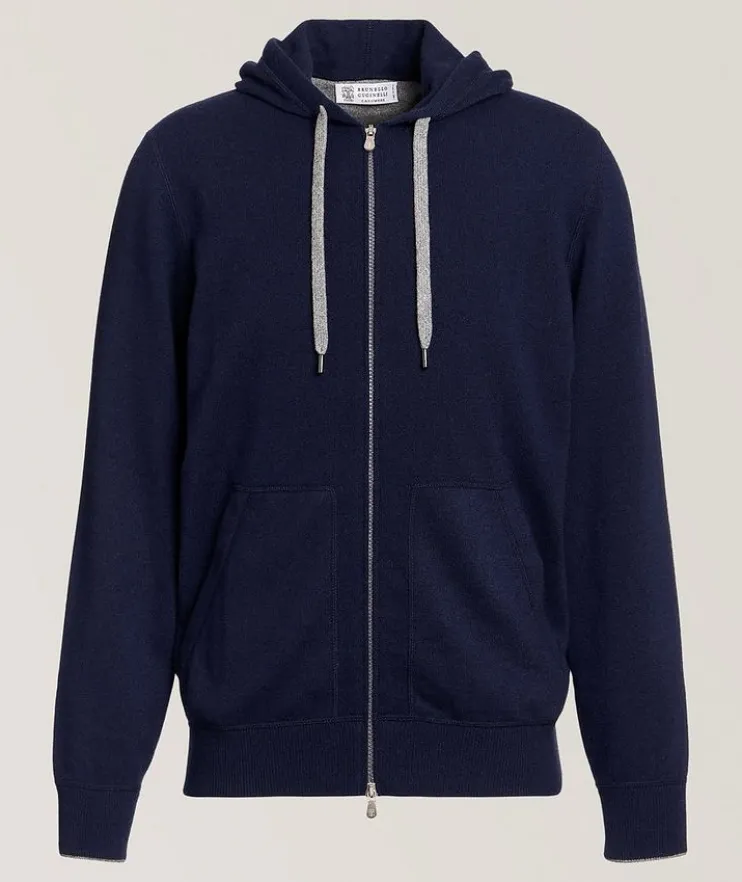 Cashmere Full-Zip Hooded Sweater