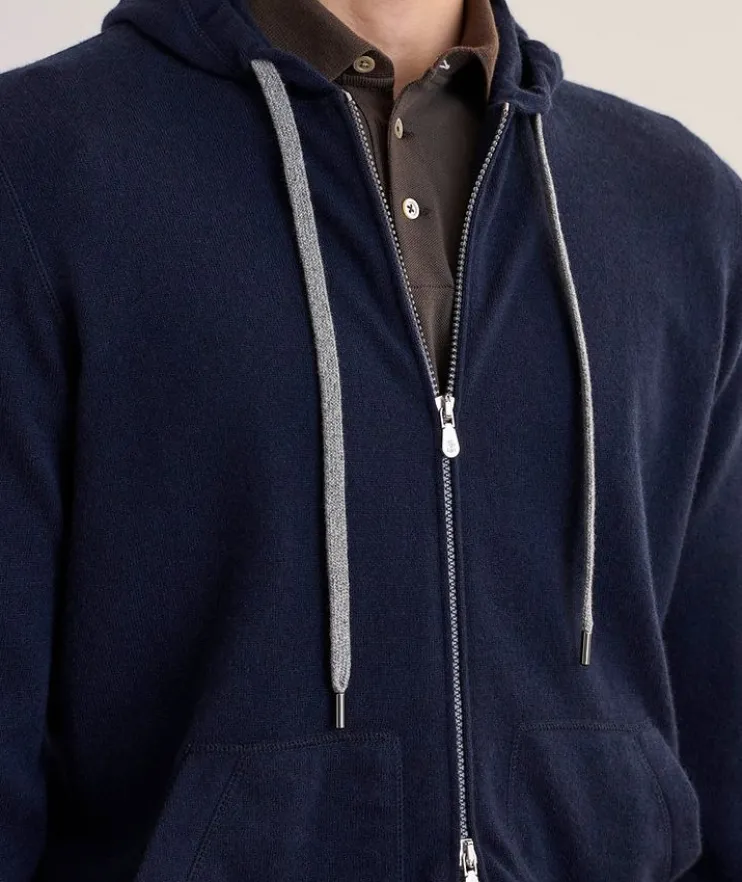 Cashmere Full-Zip Hooded Sweater