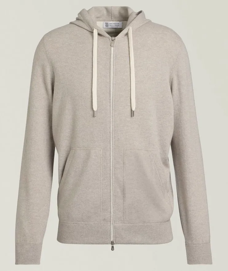 Cashmere Full-Zip Hooded Sweater