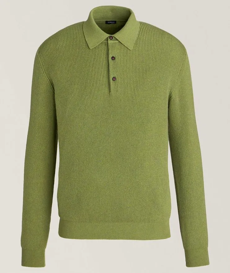Cashmere Ribbed Knitted Polo
