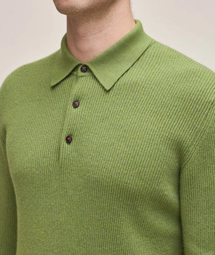 Cashmere Ribbed Knitted Polo