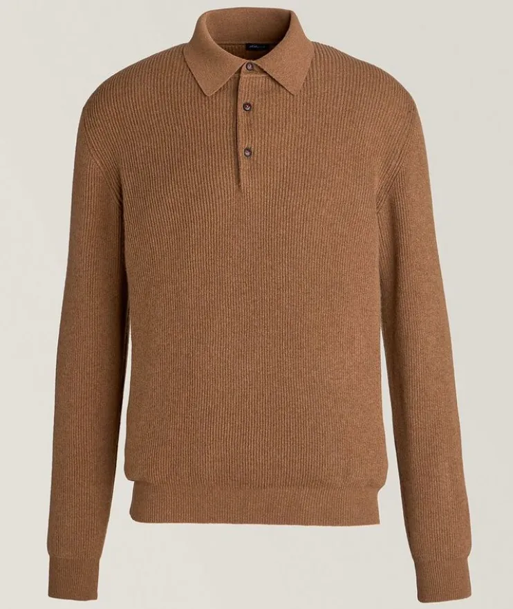 Cashmere Ribbed Knitted Polo