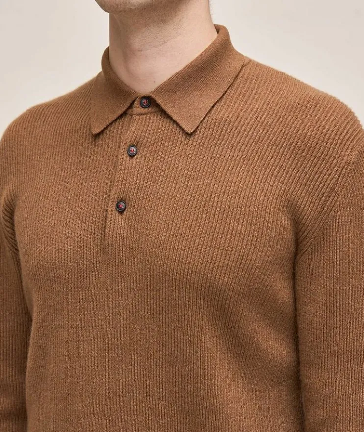 Cashmere Ribbed Knitted Polo