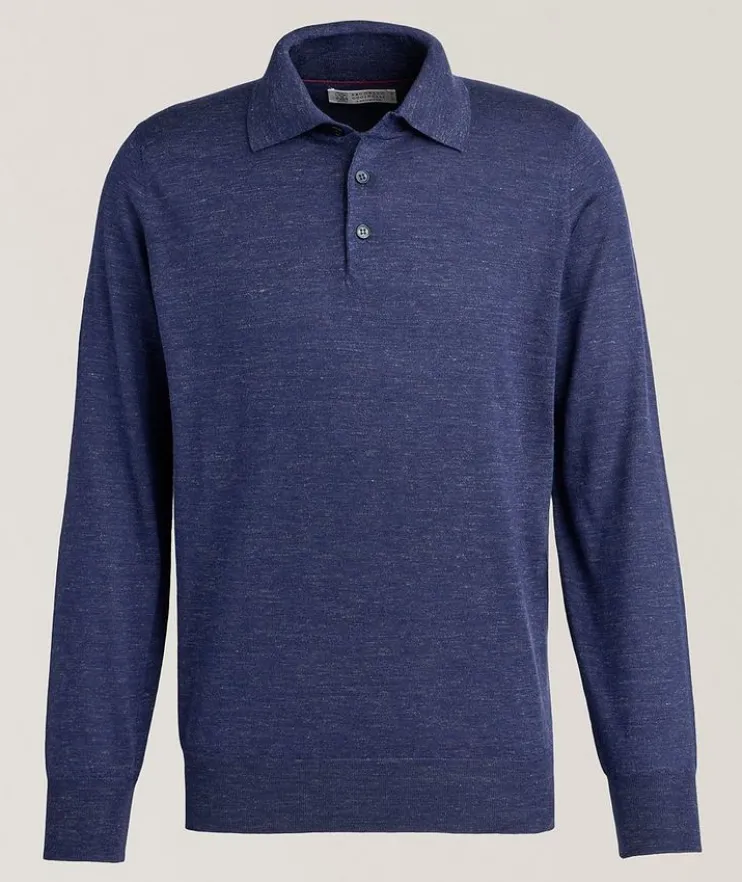 Cashmere, Silk & Linen Polo Sweater
