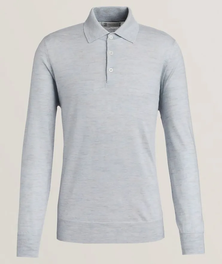 Cashmere, Silk & Linen Polo Sweater