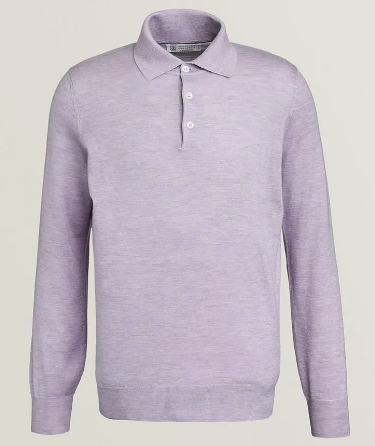 Cashmere, Silk & Linen Polo Sweater