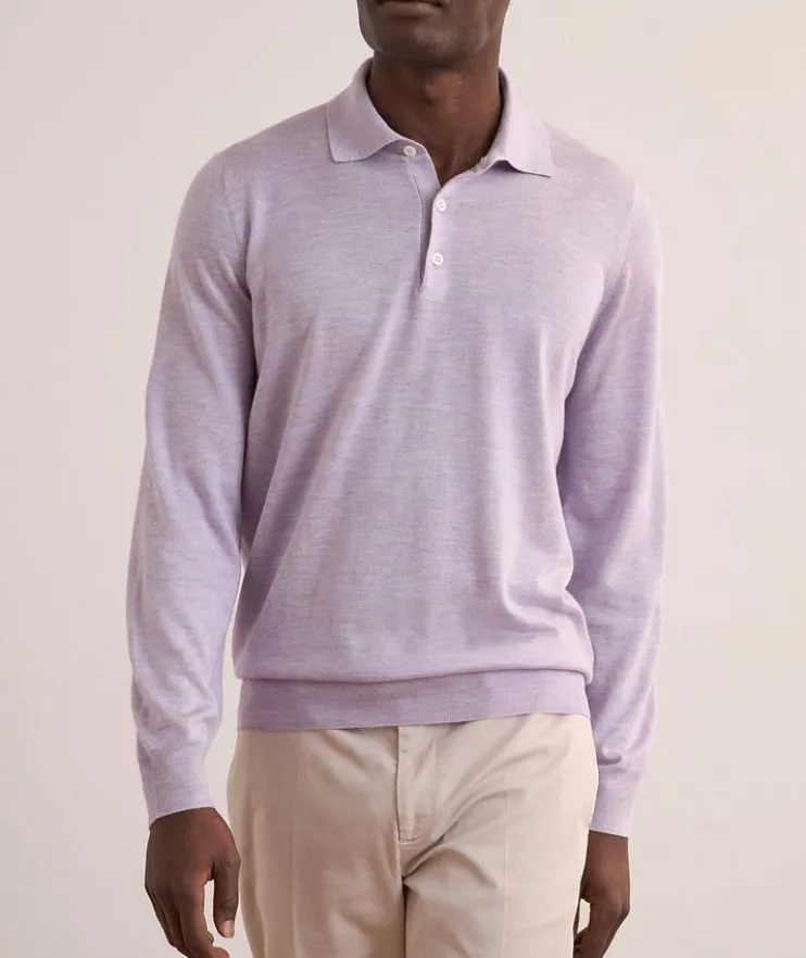 Cashmere, Silk & Linen Polo Sweater