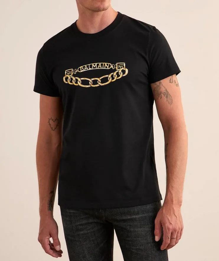 Chain Logo Graphic Cotton T-Shirt