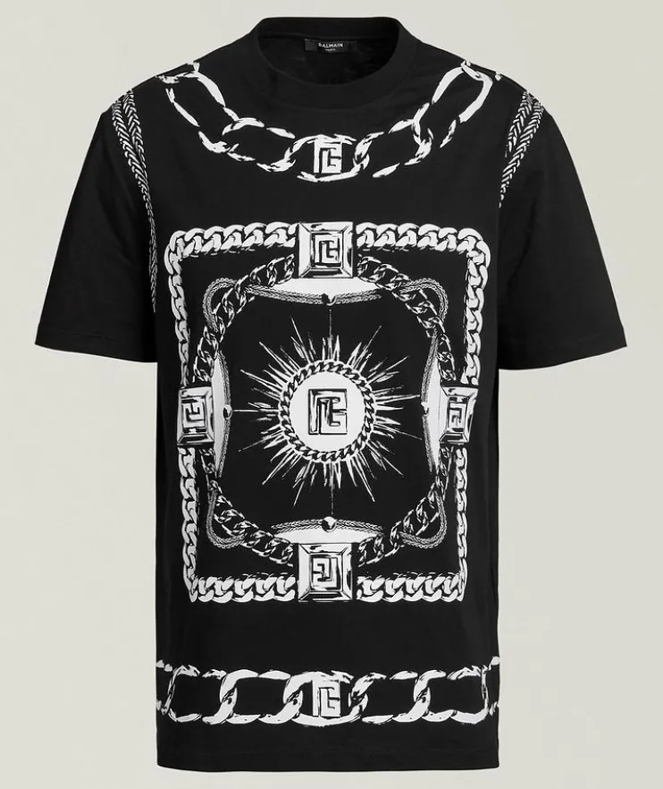 Chain-Print Stretch-Cotton T-Shirt