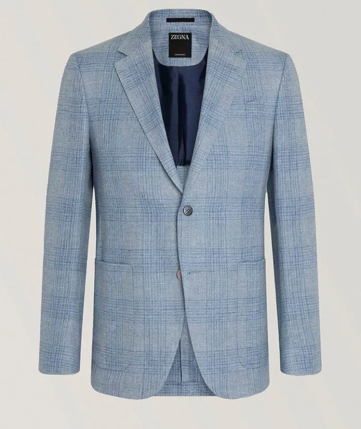 Check Crossover Linen, Wool & Silk Jacket