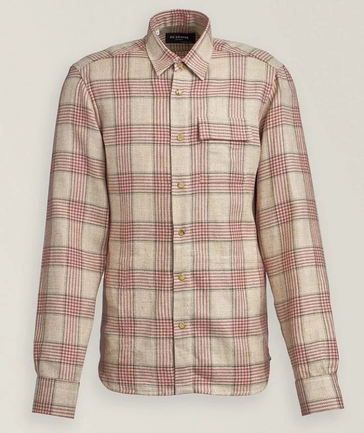 Check Linen-Silk-Cotton Overshirt