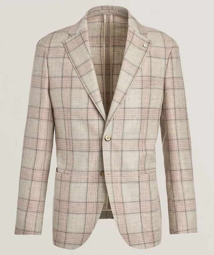 Check Linen-Wool Sport Jacket