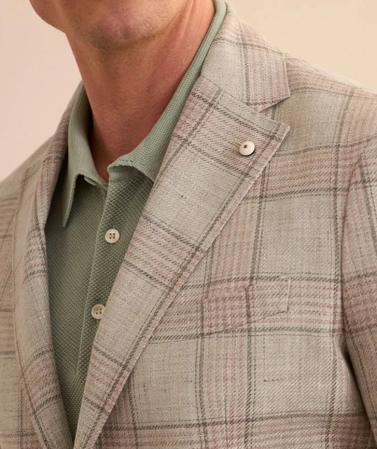 Check Linen-Wool Sport Jacket