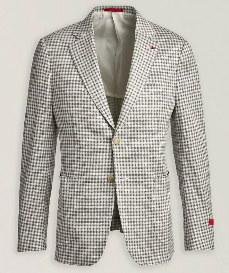 Check Silk-Cotton Sport Jacket