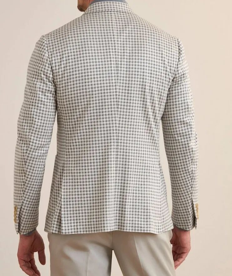 Check Silk-Cotton Sport Jacket