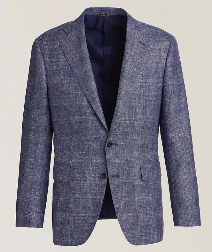 Check Wool, Silk & Linen Sport Jacket