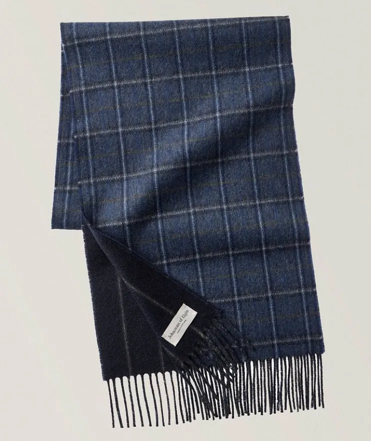 Checked Cashmere Fringed Scarf