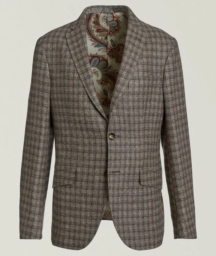 Checked Wool-Linen-Cashmere Sport Jacket