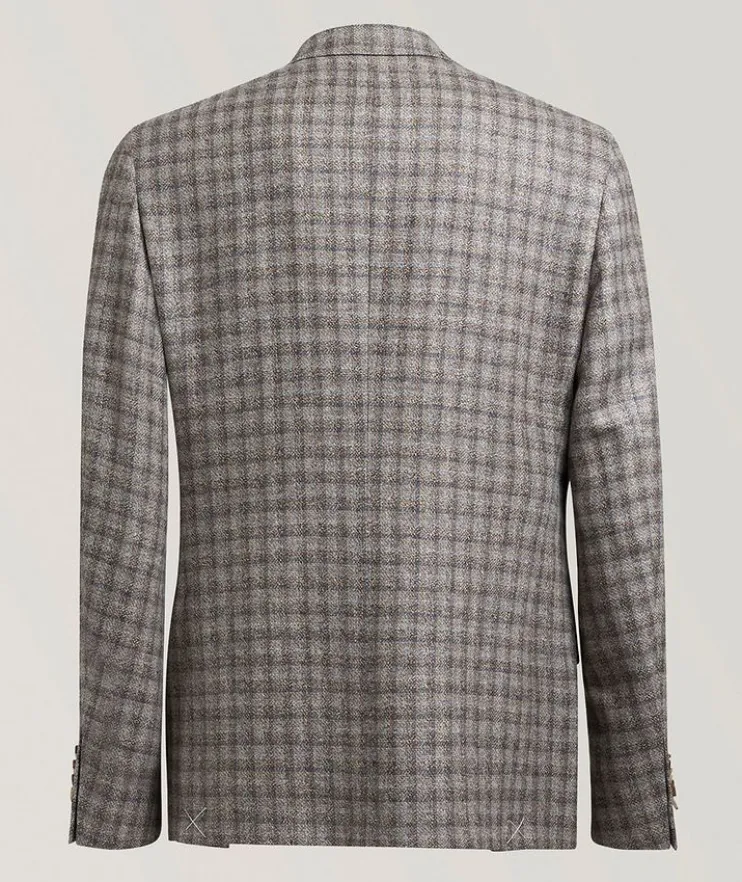 Checked Wool-Linen-Cashmere Sport Jacket