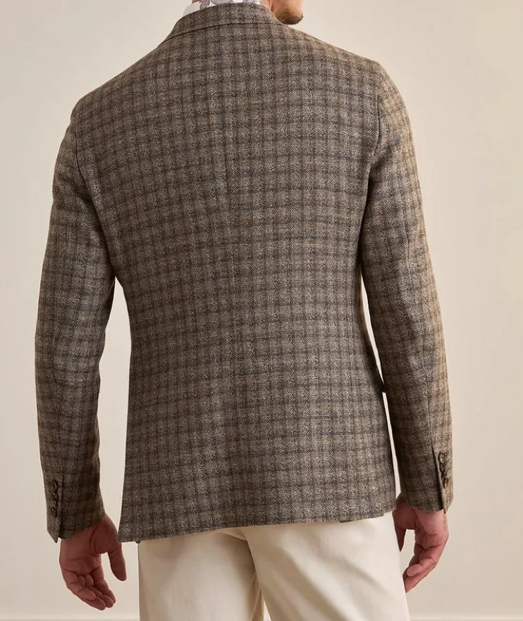 Checked Wool-Linen-Cashmere Sport Jacket
