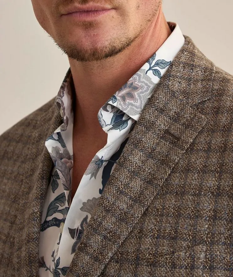Checked Wool-Linen-Cashmere Sport Jacket
