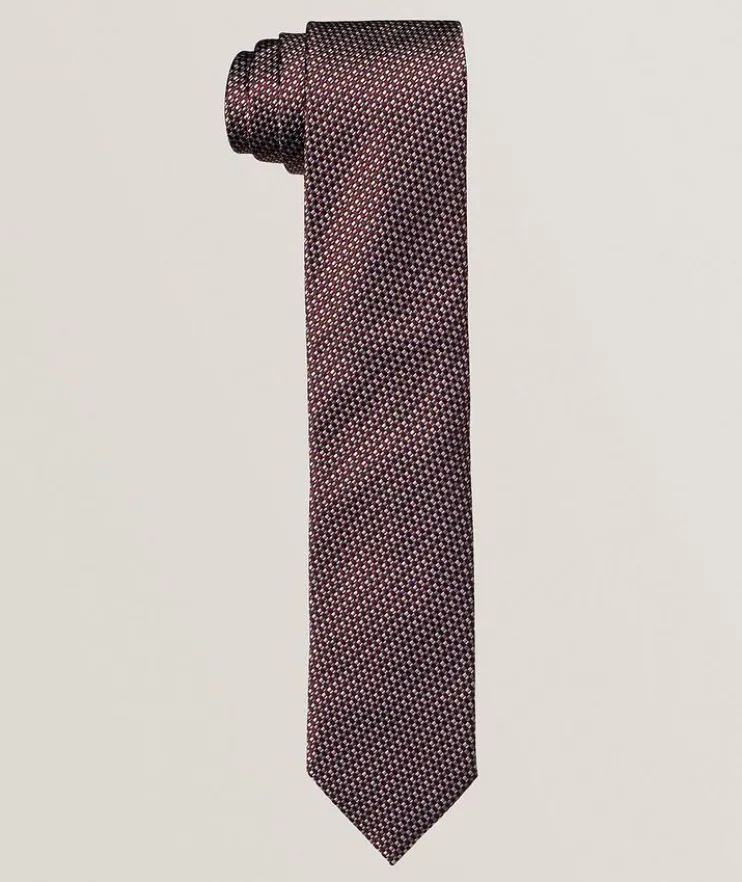 Checked Woven Silk Tie