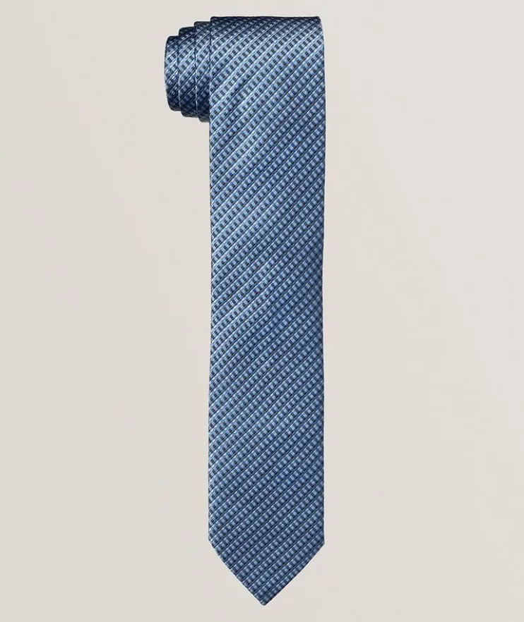 Checked Woven Silk Tie