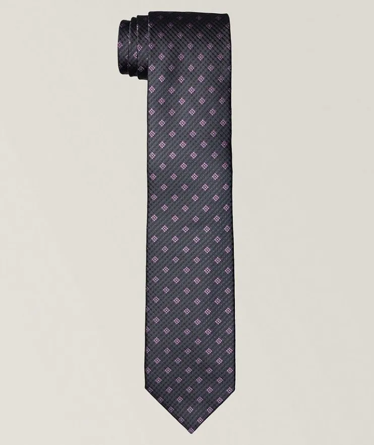 Checkered Medallion Silk Tie