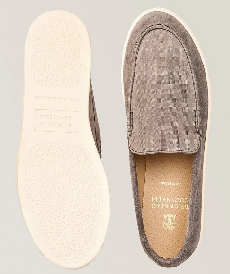 Chevron Hybrid Suede Loafers