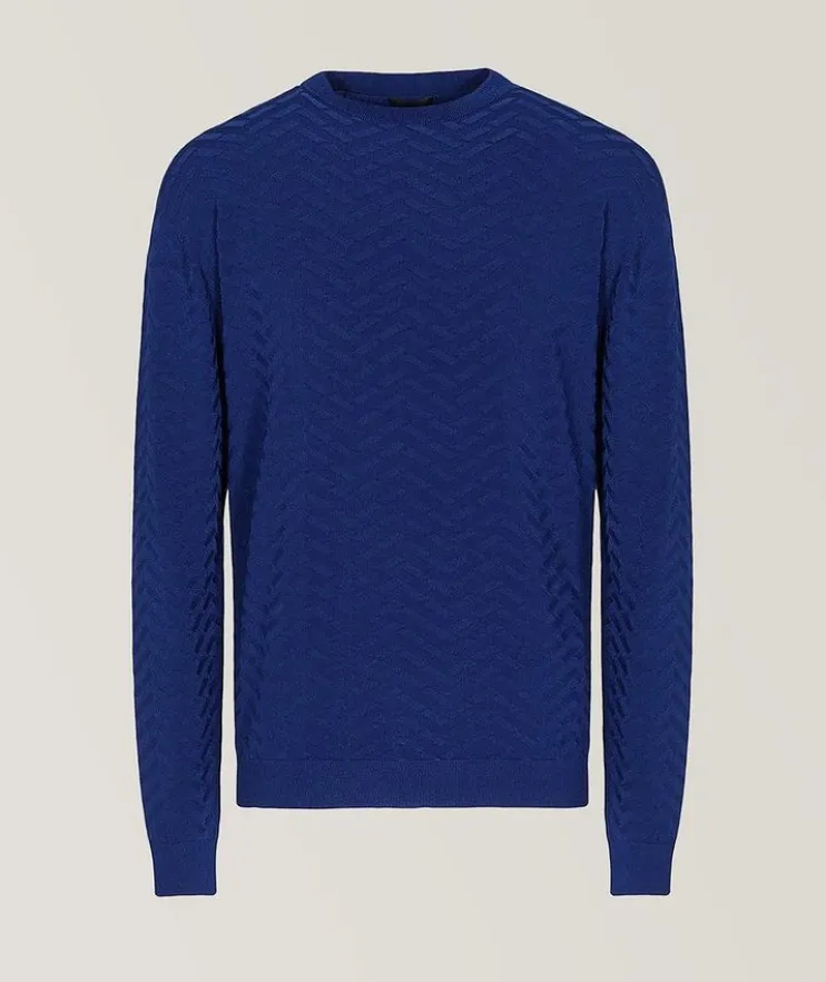 Chevron Motif Crewneck Sweater