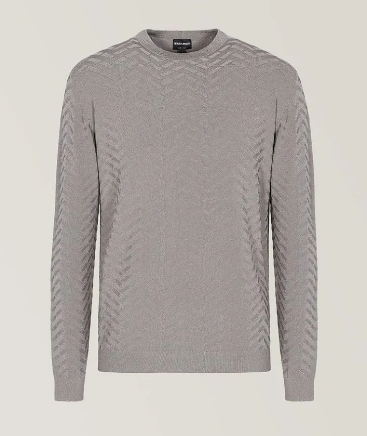 Chevron Motif Crewneck Sweater