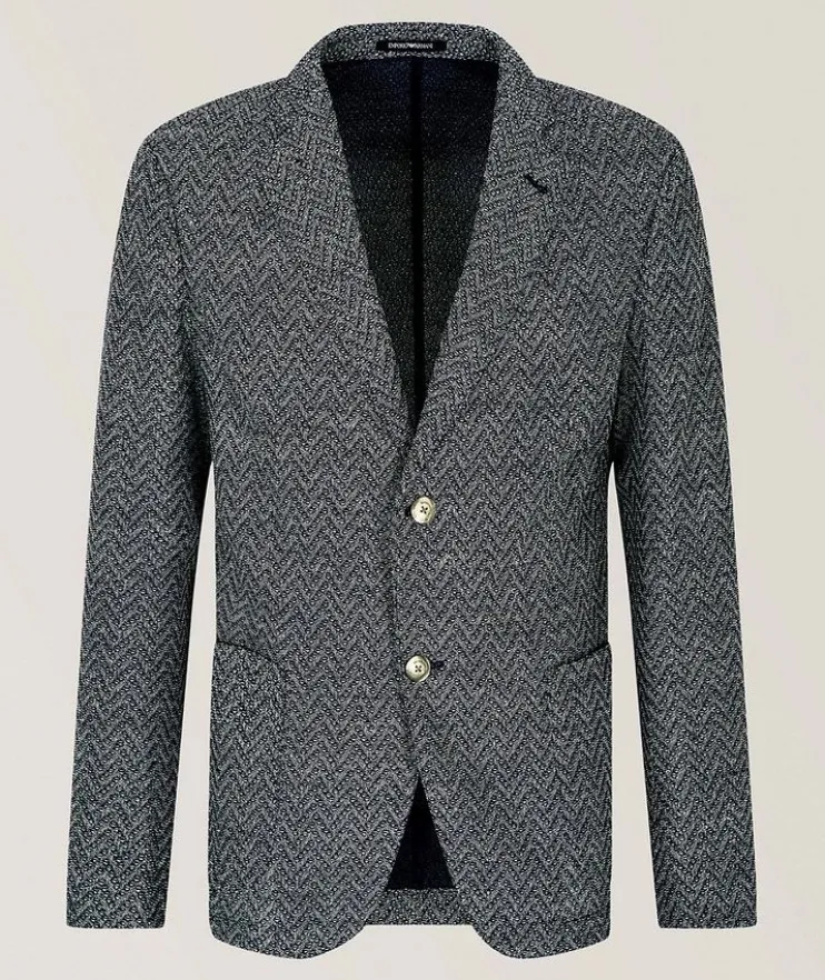Chevron Single-Breasted Sport Jacket
