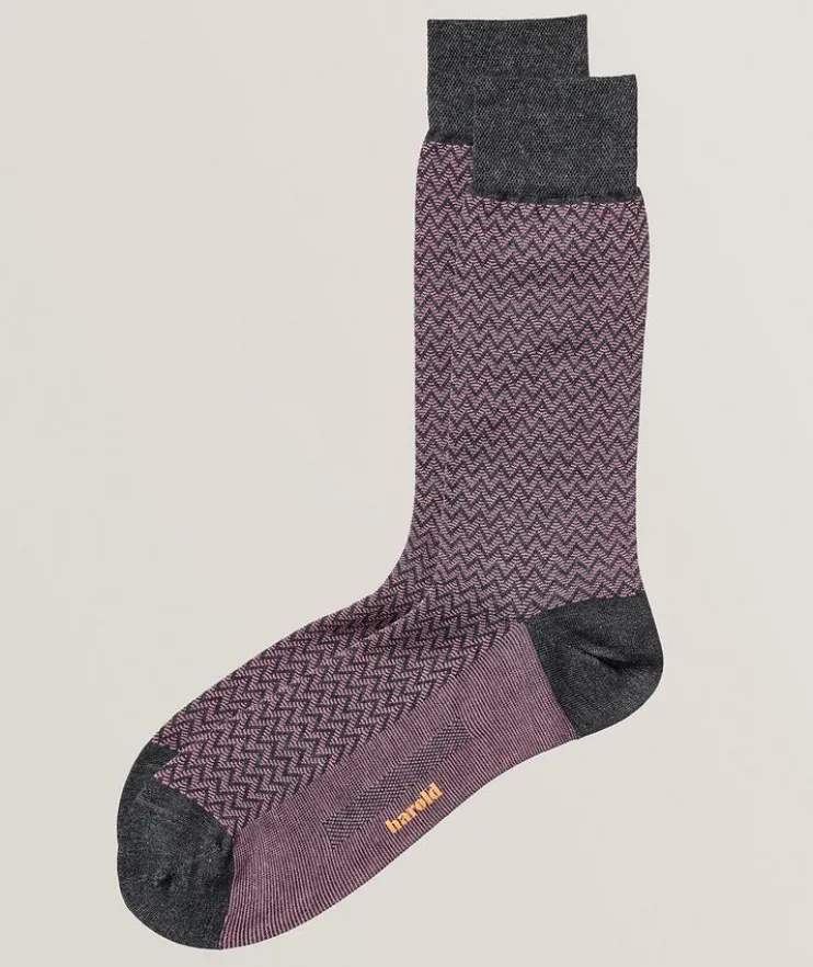 Chevron Stretch-Cotton Socks