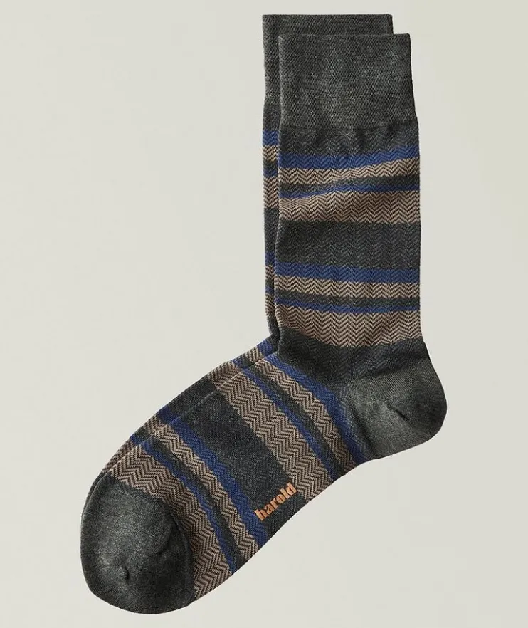 Chevron Stripes Stretch-Cotton Socks