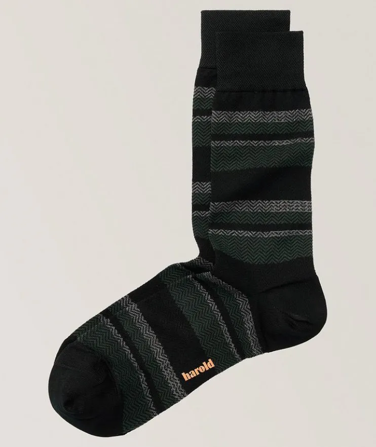 Chevron Stripes Stretch-Cotton Socks