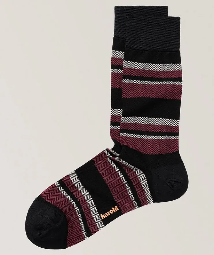 Chevron Stripes Stretch-Cotton Socks