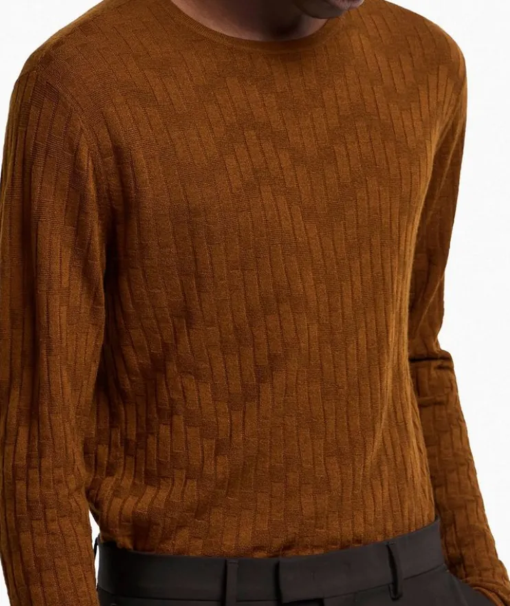 Chevron Wool-Silk Crewneck Sweater