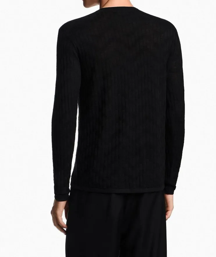 Chevron Wool-Silk Crewneck Sweater