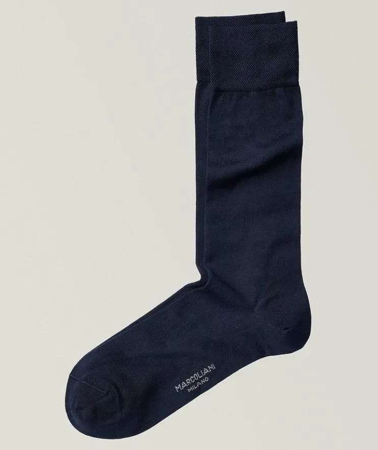 Classic Plain Pima Cotton-Blend Socks