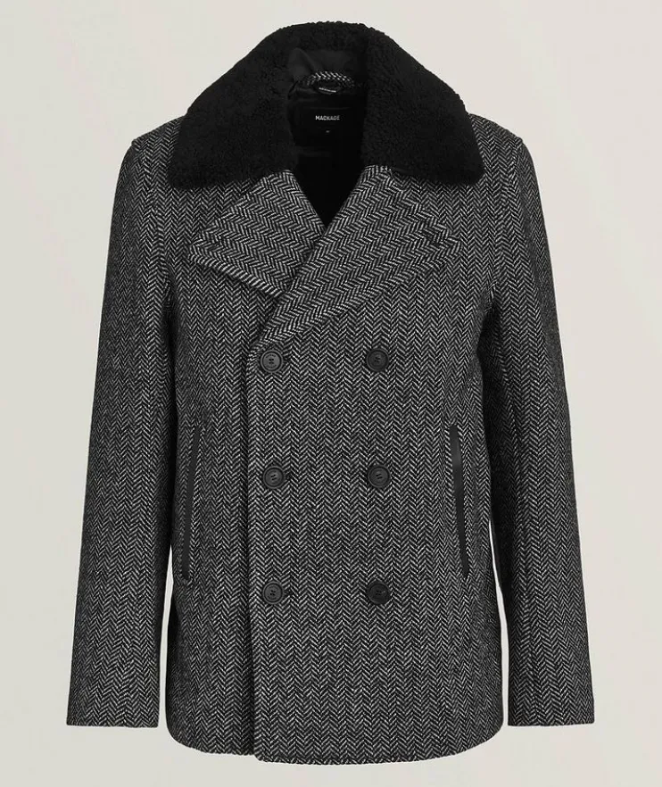 Cole Herringbone Wool Peacoat