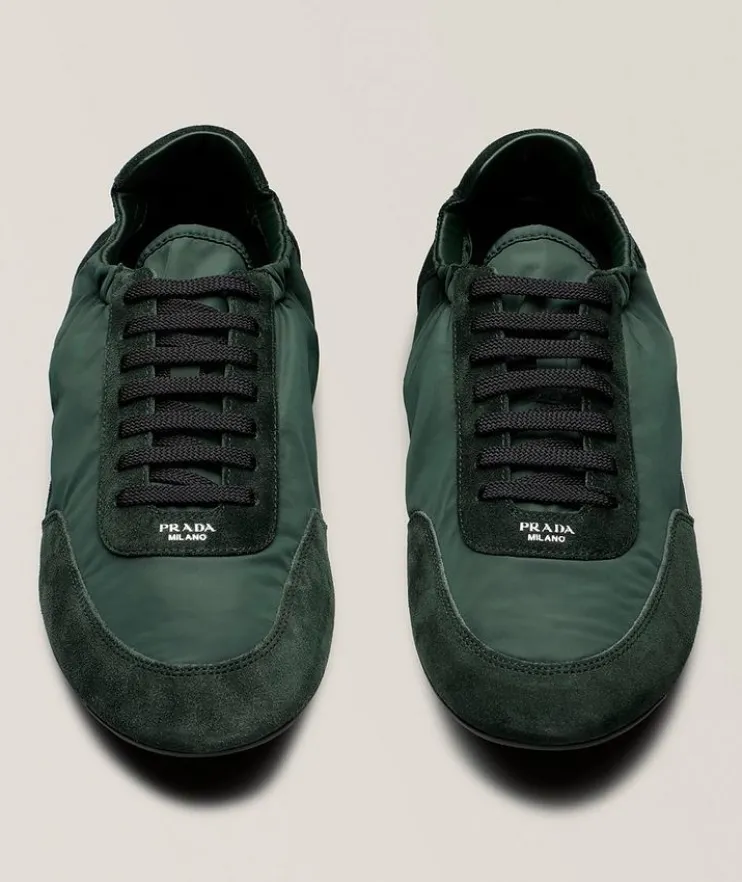 Collapse Re-Nylon & Suede Elasticized Sneakers