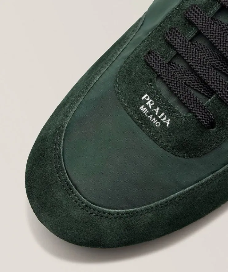 Collapse Re-Nylon & Suede Elasticized Sneakers