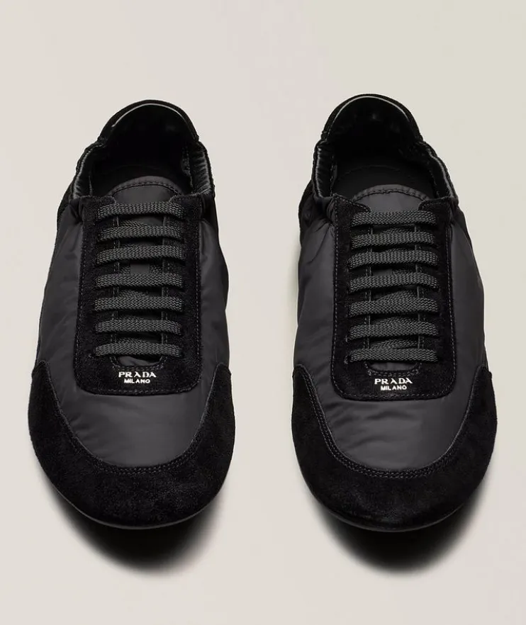 Collapse Re-Nylon & Suede Elasticized Sneakers