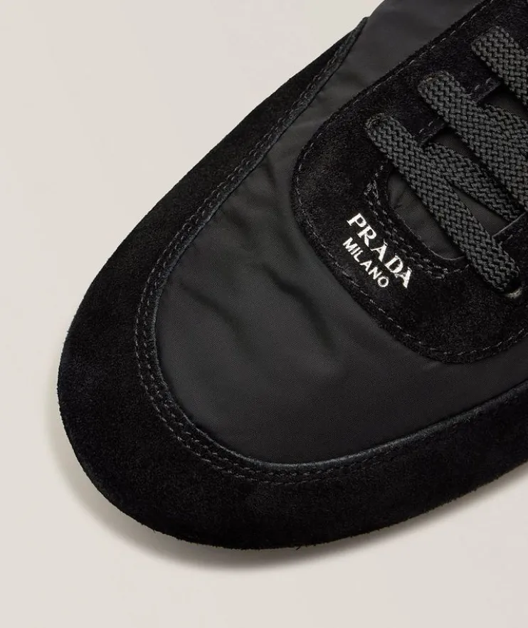 Collapse Re-Nylon & Suede Elasticized Sneakers