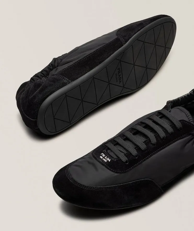 Collapse Re-Nylon & Suede Elasticized Sneakers