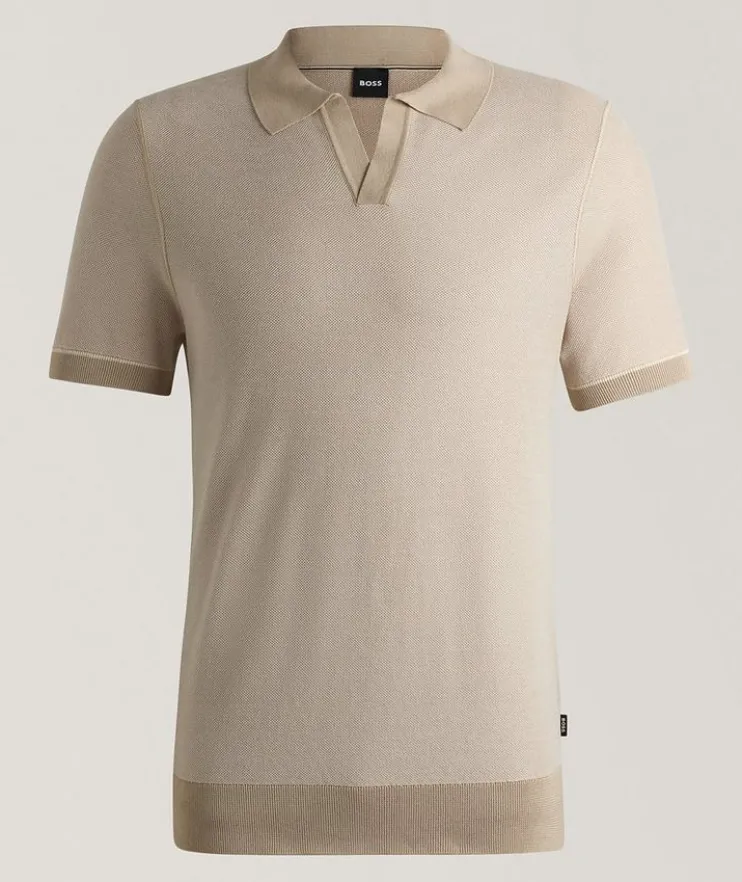 Collared Cotton-Blend Piqué Sweater