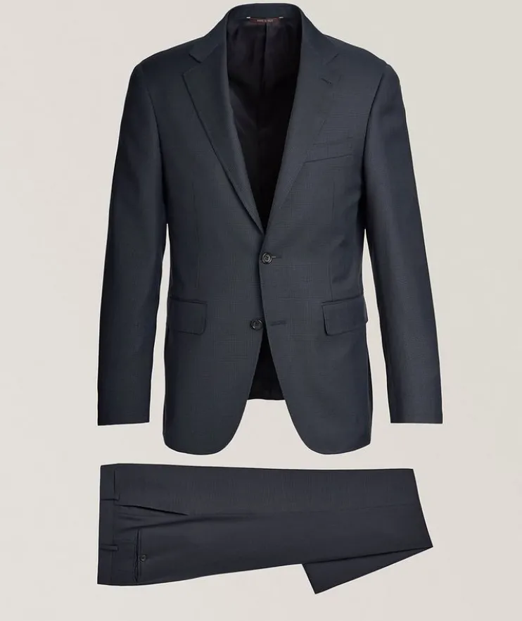 Contemporary Micro-Windowpane Wool Suit