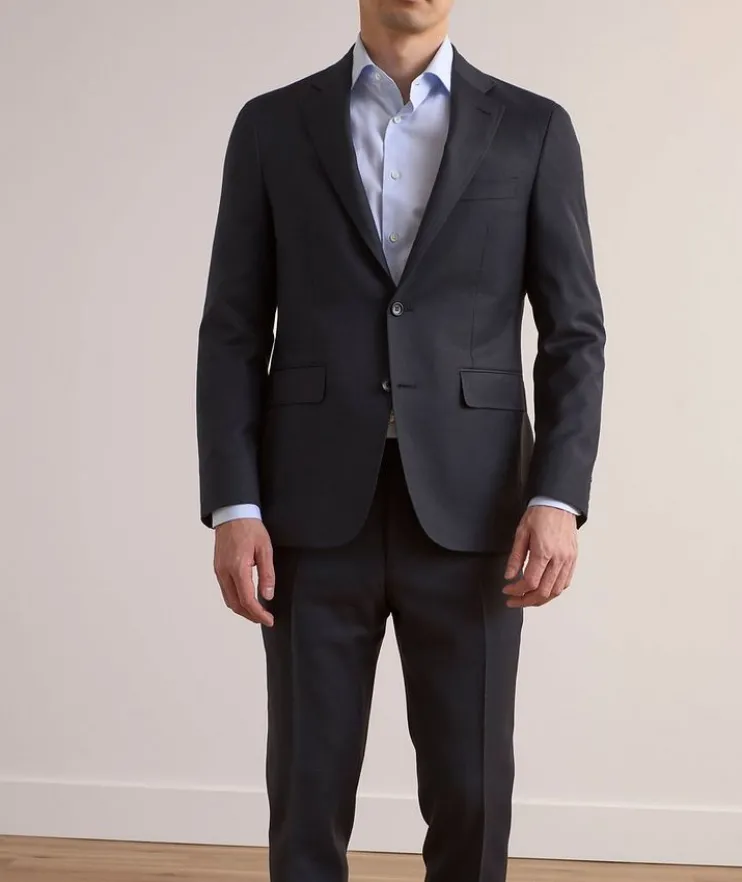 Contemporary Micro-Windowpane Wool Suit